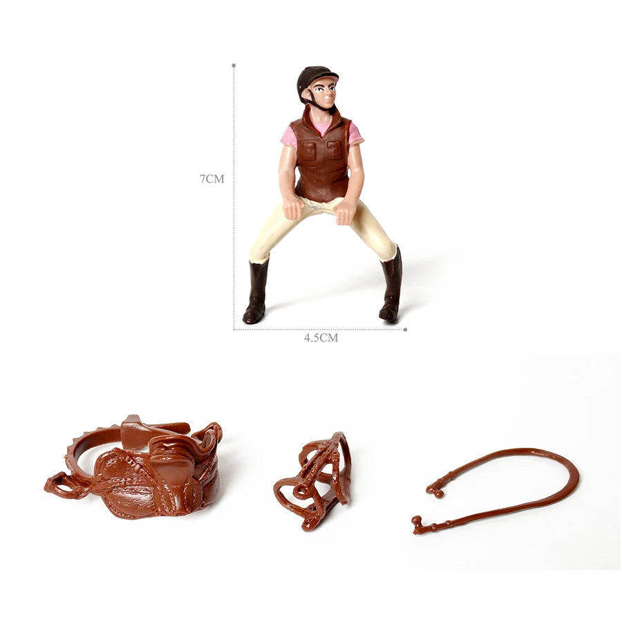 Realistic Equestrian Rider Horse with Saddle and Bridle Riding Playset Model Figures Decoration Educational Toys for Kids