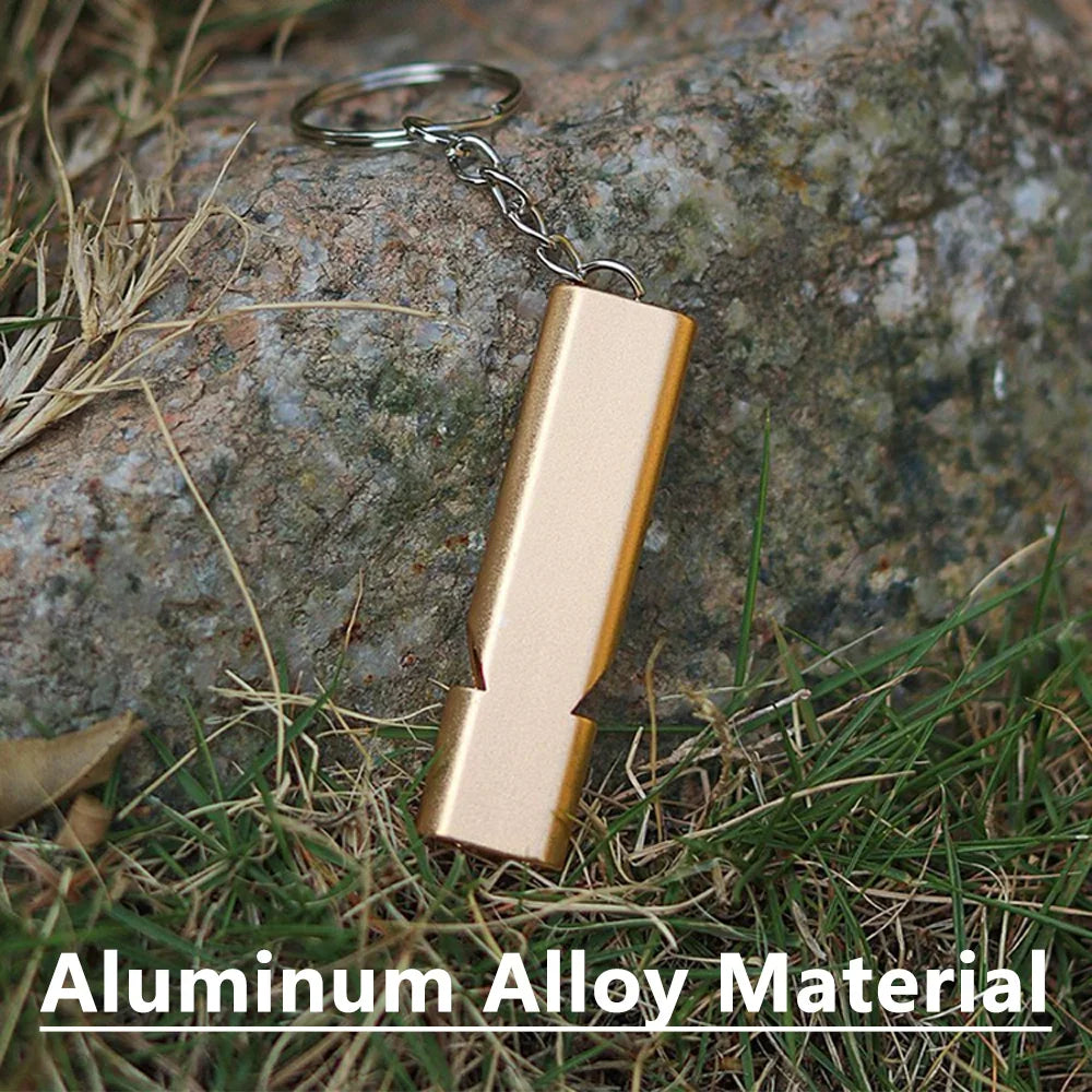 Flat Aluminum Alloy Dual Frequency Survival Whistle Double Tube Outdoor Equipment Equipped EDC Tool