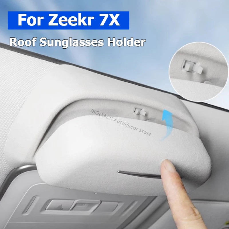 For Geely ZEEKR 7X 2025 2026 Roof-Mounted Sunglasses Clip Holder Suede Sunglasses Storage Box Car Styling Modified Accessories