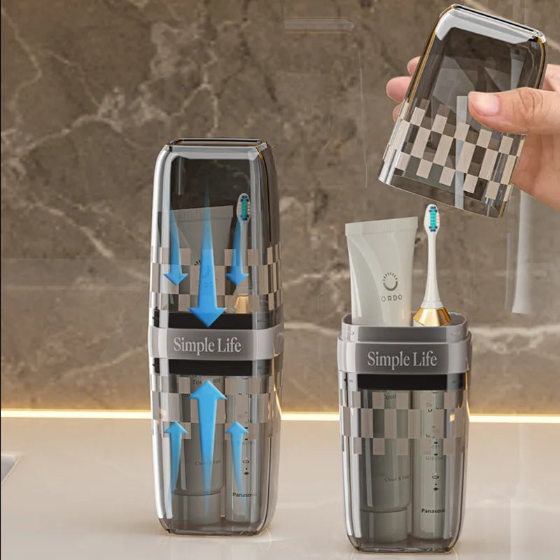Travel Toiletry Cup Toothbrush Toothpaste Dental Kit Cup Portable Tooth Container Storage Set 3-in-1 Travel Rinse Cup