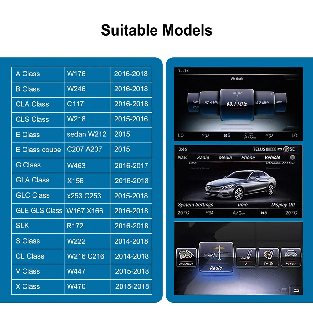 Wireless CarPlay Android Auto Fits For Mercedes A B C CL S CLA CLS CLASS GLA GLS GLC GLE V250 V260 DB11 Sprinter NTG5.0