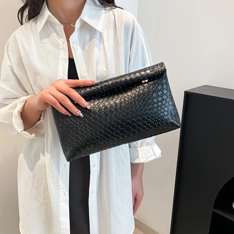Fashionable and elegant clutch bag, large-capacity flip-top dinner bag, versatile handbag, ladies' shopping bag