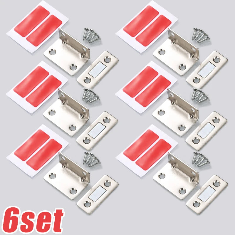 L-type Ultra Thin Door Strong Magnets Cabinet Catches Stopper Invisible Adhesive Drawer Magnet Lock for Kitchen Closet Closer