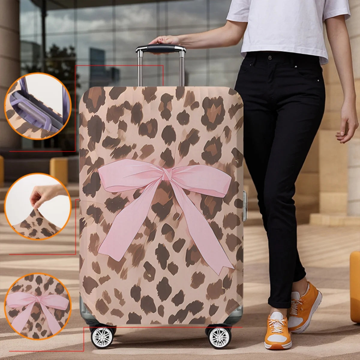 Animal pattern luggage protection cover, set suitable for 18-32 inch luggage cover, suitcase handle cover, travel accessories