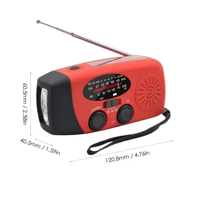 Hand Cranked Generator Power Bank Solar Weather Radio Outdoor Emergency Portable USB Interface Charging Suitable Outdoor Use