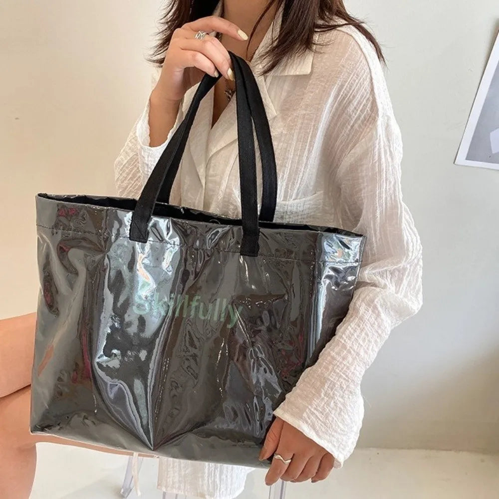Large Capacity Transparent Jelly Bag Tote Bag Summer PVC Tote Bag Shoulder Pouch Beach Bag Letter Prints Handbags Shopping