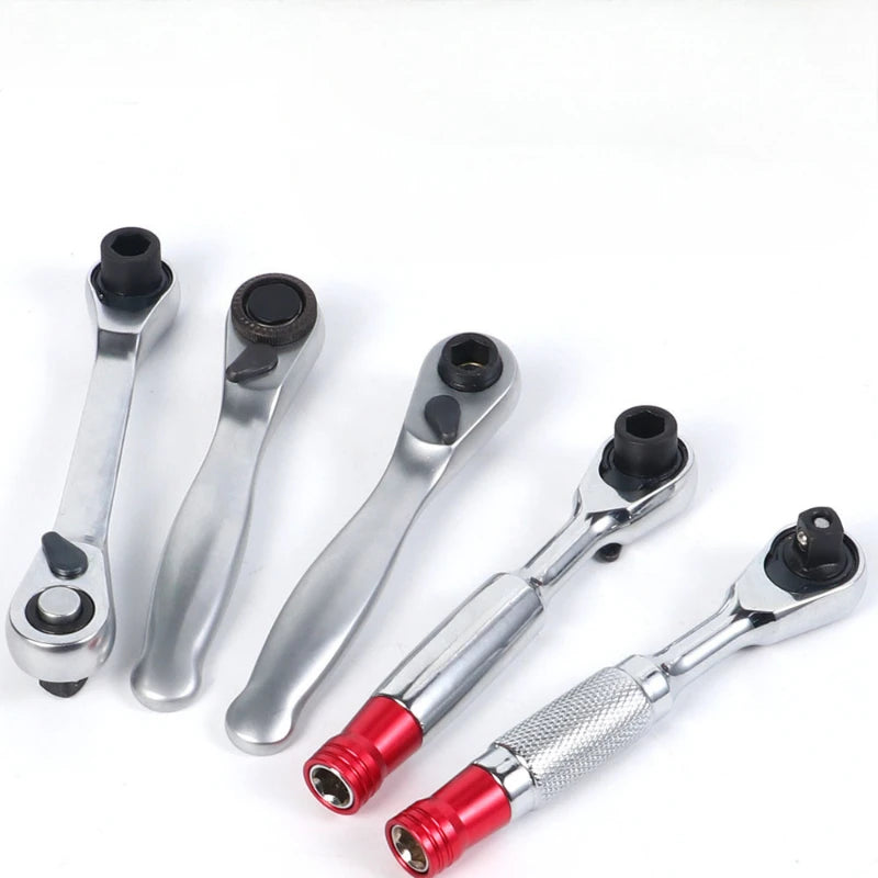 Mini 1/4 inch Double Ended Quick Socket Ratchet Wrench Socket Screwdriver Bit Driver Quick Release Ratchet Wrench Hand Tools