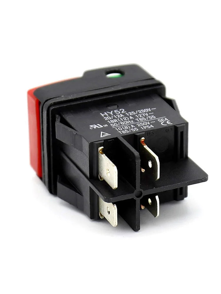 HY52 Electric Button Switch Mechanical Equipment Car Wash Machine Start Switch 250V 12A 4PIN