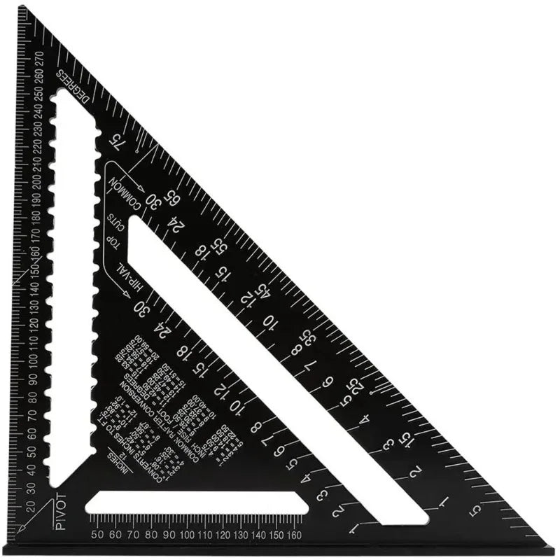 Triangle Angle Ruler 12 inch Metric Aluminum Alloy Angle Protractor Triangular Measuring Ruler Woodwork Speed Square Triangle