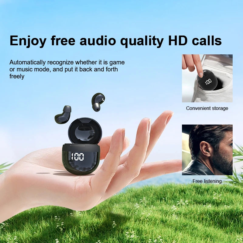 SHUKE Invisible Sleep Wireless Earphone Bluetooth 5.3 Mini Earbuds Noise Cancelling Headset Touch Control Headphones With Mic