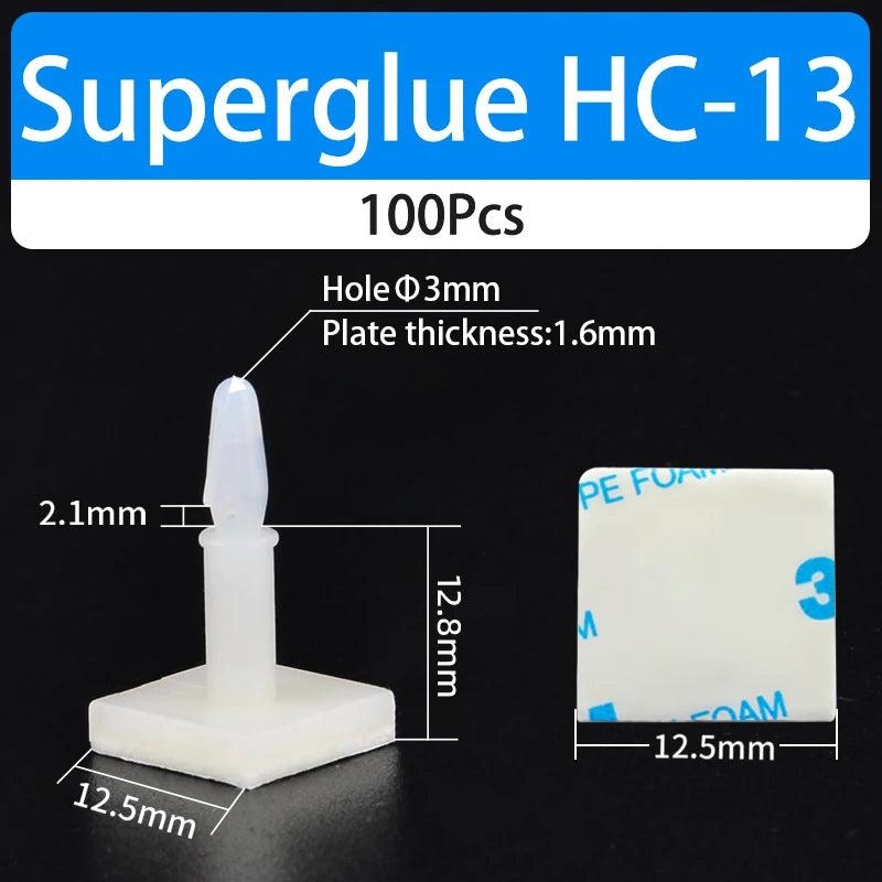 100PCS HC-5/6 Nylon Plastic Stick Fixed Clip PCB Module Spacer Standoff Lock Snap-In Adhesive 3MM Hole Support Isolation Column