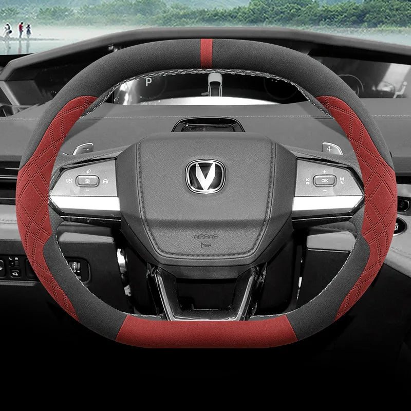 Suede Breathable Car Steering Wheel Cover for Changan Univ Unik Unis CS55 PLUS 2022 2023 2024 2025 Accessories All Season