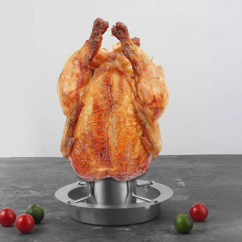 Stainlness Steel Roasting Grill Stand Outdoor Portable Chicken Roaster Rack  Removable Non-stick Grilled Chicken Plate BBQ Tool
