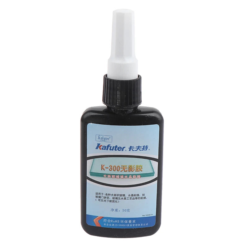 50ml Kafuter UV Glue UV Curing Adhesive K-300 Transparent Crystal And Glass Adhesive With UV Flashlight