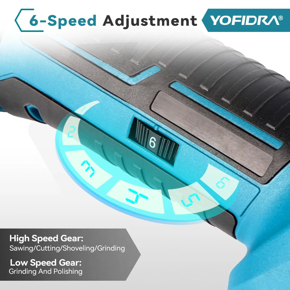 YOFIDRA 600W Oscillating Multi Function Tool 20000PM Electric Saw Trimmer Cutting Woodworking Power Tool for 21V 18V Battery
