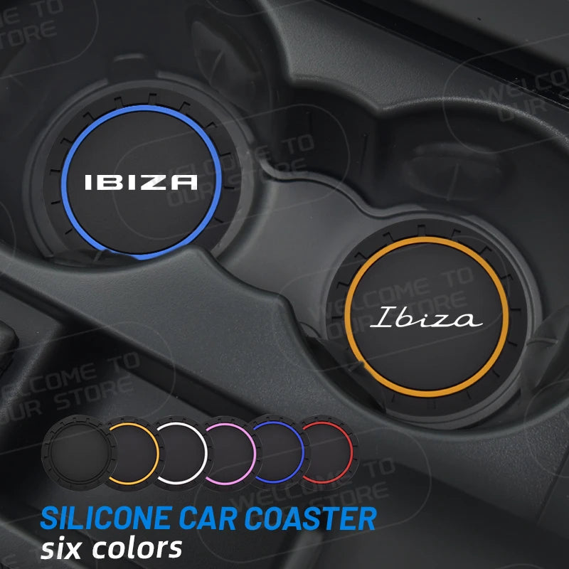 Car Silicone Coaster For Ibiza LOGO 6L MK4 FR Line TSI TDI 2Pcs Anti-Slip Water Cup Drink Mat Insert Coaster Pads Accessories