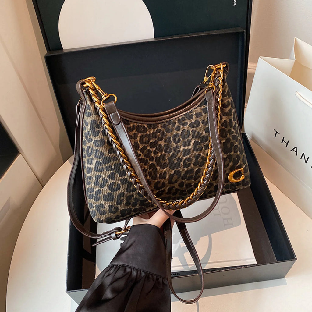 2026 leopard print chain bag - Women's Y2K new single shoulder crossbody bag - Unique design handbag for the fashion minority