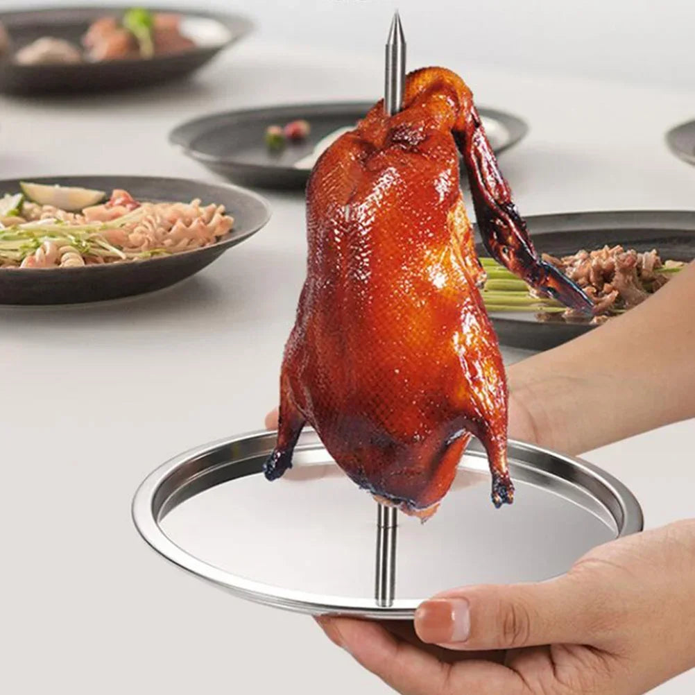 Stainless Steel Vertical Skewer Stand for Roasting Meat Steak Whole Chicken Tacos Al Pastor Shawarma Kebabs