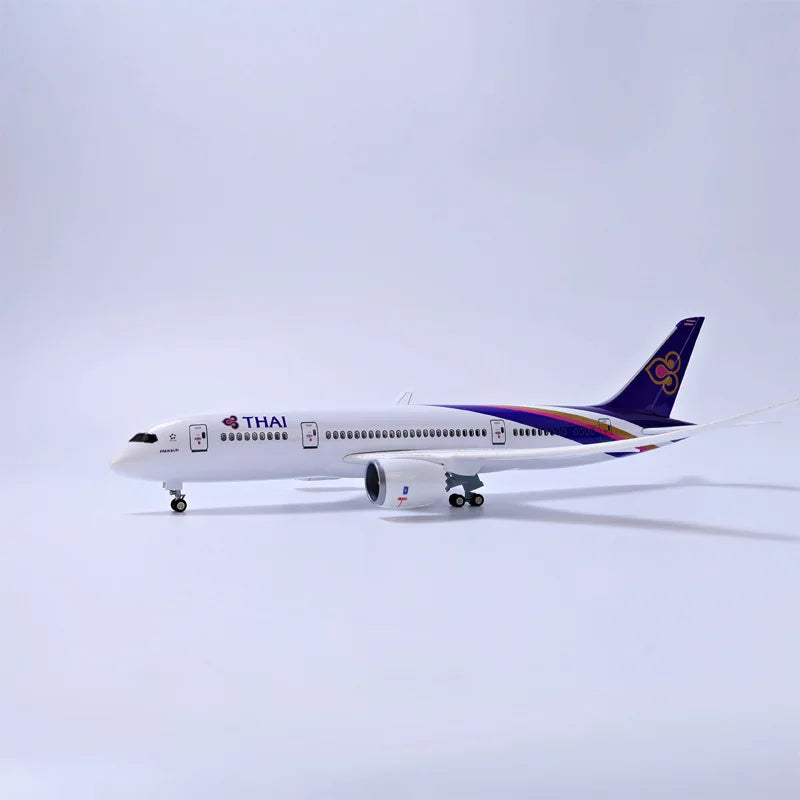 Scale Aircraft B787 Thailand Airways Model Plane 43cm Diecast Airplane Resin With Lights And Wheels Boys Collectible Miniatures