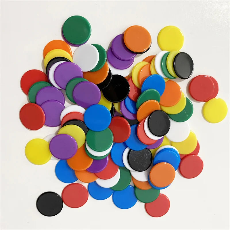 100pcs 19mm Transparent Chips Plastic Counting Supplies Counters For Maths Board Game Token