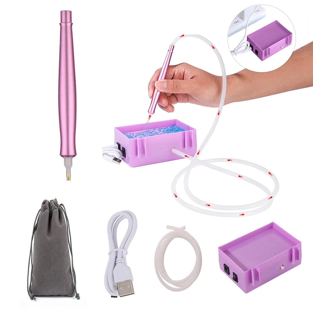 DIY Electric Diamond Art Painting Pen Set Portable Vacuum Diamond Painting Pen Kit USB Powered Diamond Suction Device for Craft