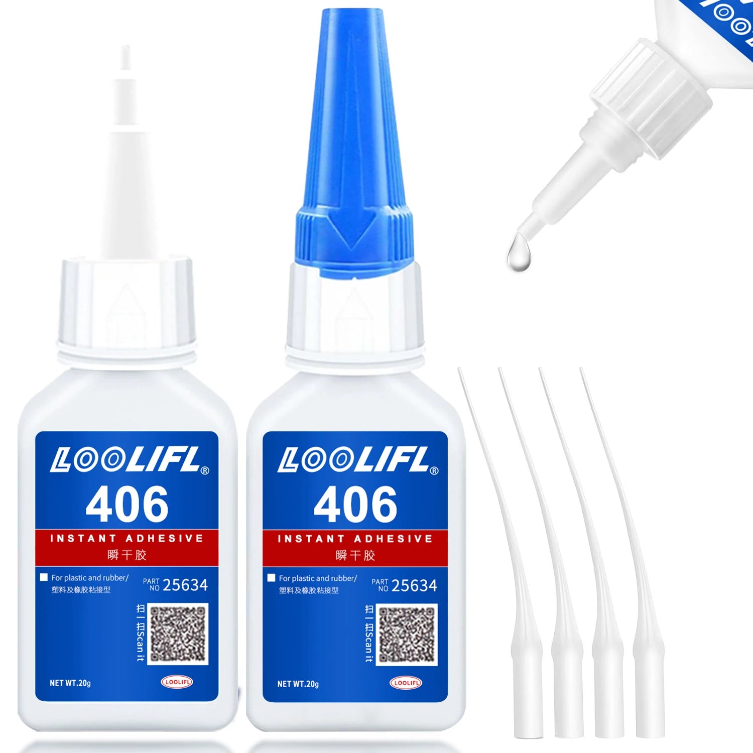 20g 406 High-Quality Cyanoacrylate Super Adhesive for Quick Repair,Suitable for DIY Repair of Wood, Plastic, Models, Metals, Etc