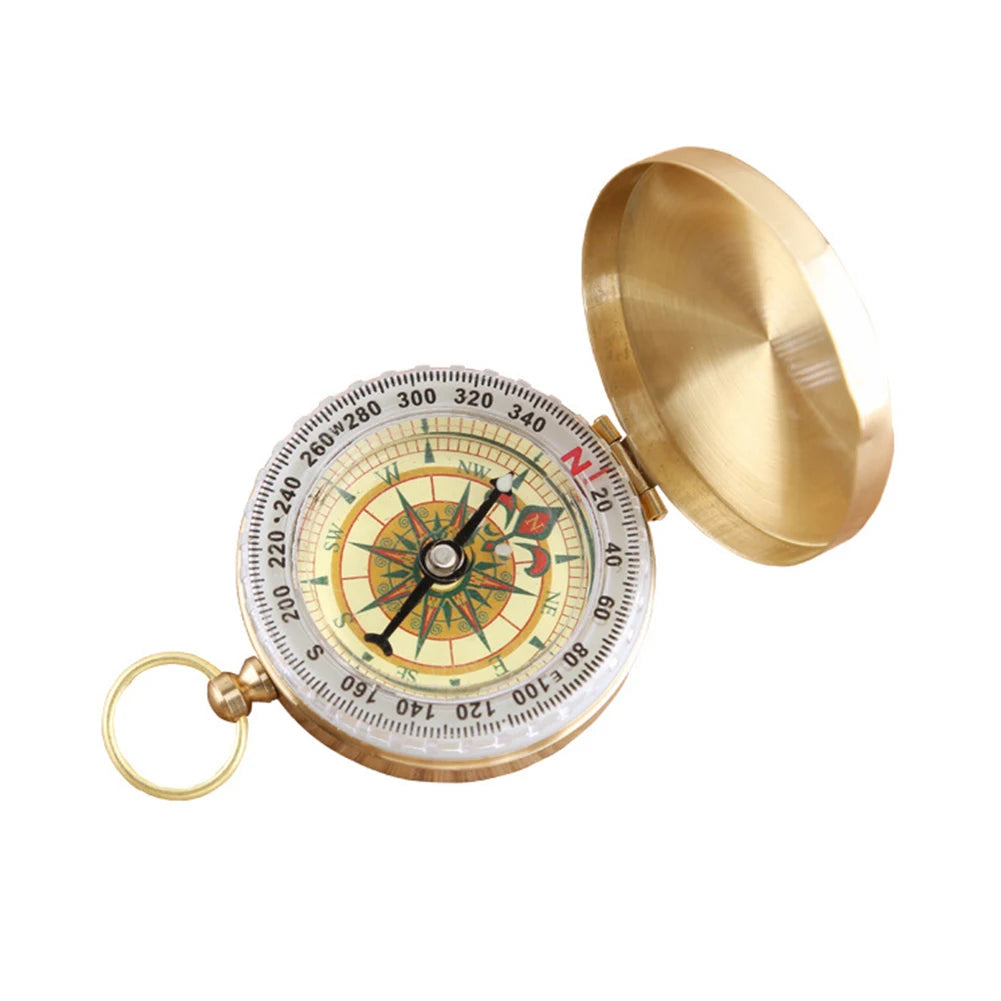 Camping Hiking Pocket Mini Copper Navigation Compass Outdoor Waterproof Luminous Retro Flip Compasses