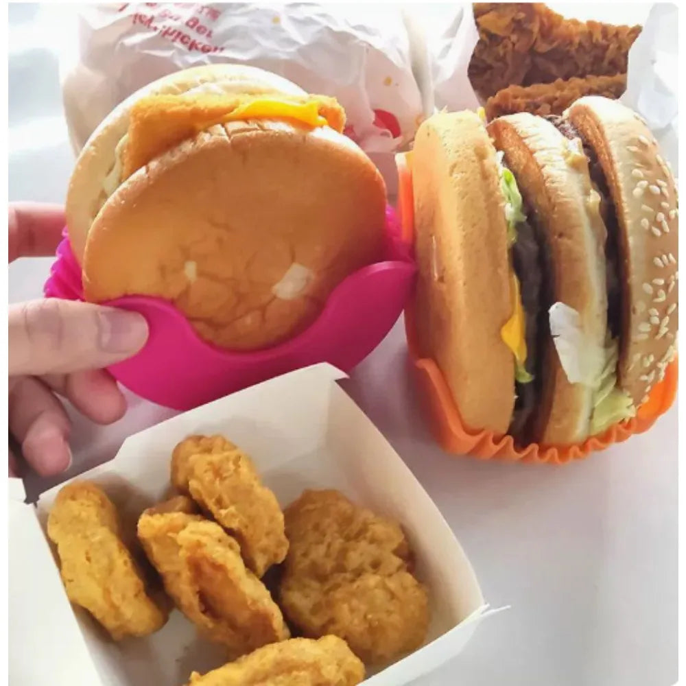 1pcs Hot selling silicone burger clip, no contact and anti drop burger fixing box tray