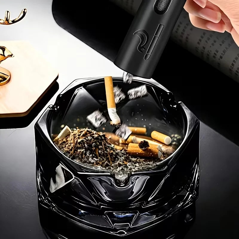 Portable handheld ashtray / car ashtray; hands-free cigarette holder for cars—no need to flick ash.