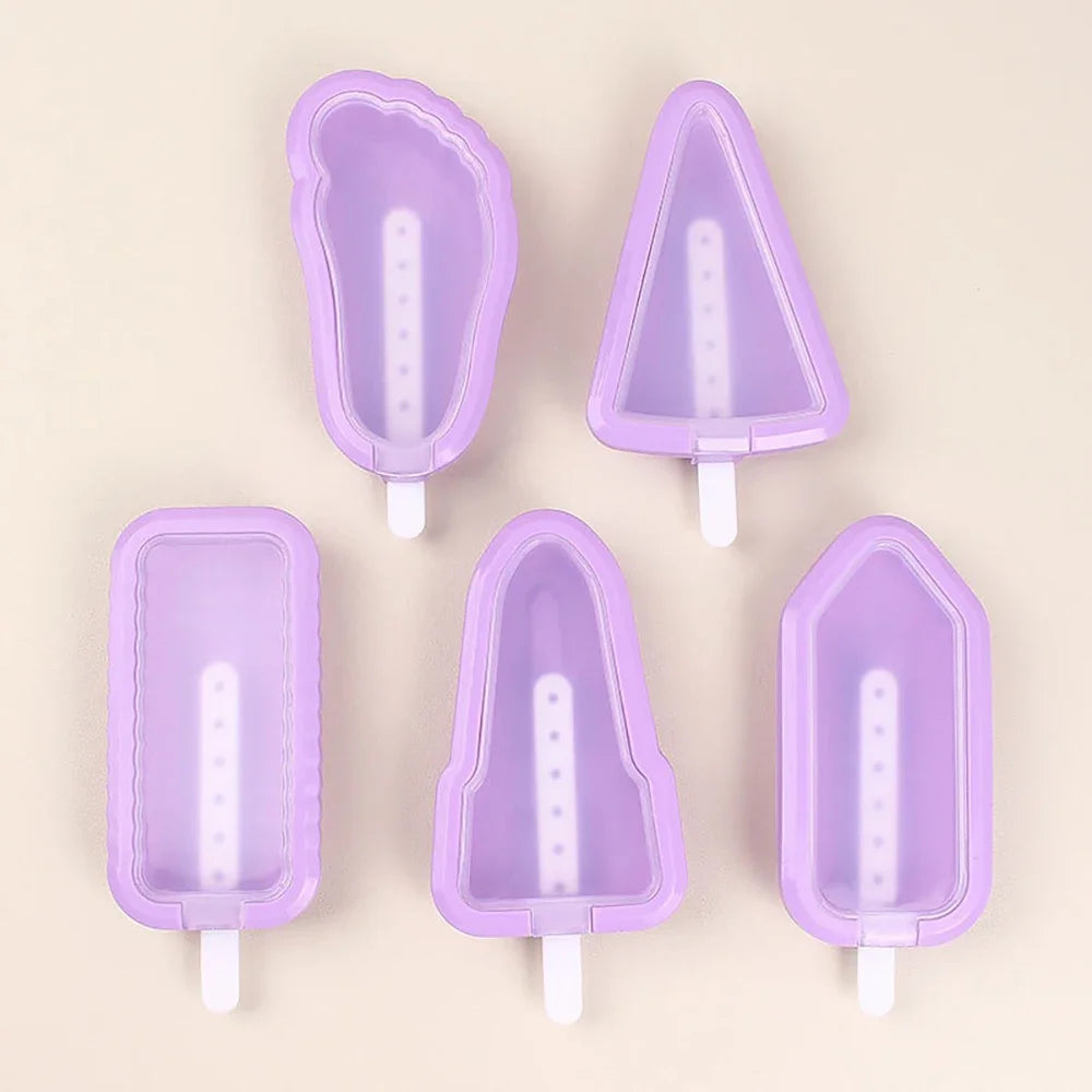 5 pcs Summer Homemade Silicone Ice Cream Mold With Multiple Shapes For Household Ice Cream Making Tools