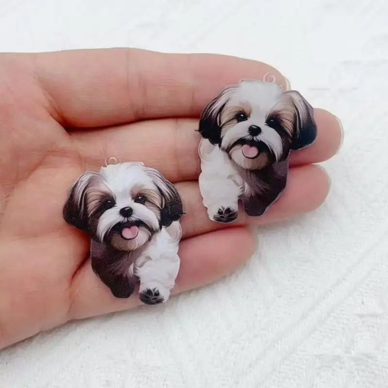 10pcs Acrylic Colorful Cartoon Cute Dog Animal Pendant DIY Keychain Earrings Jewelry Pendant Accessories
