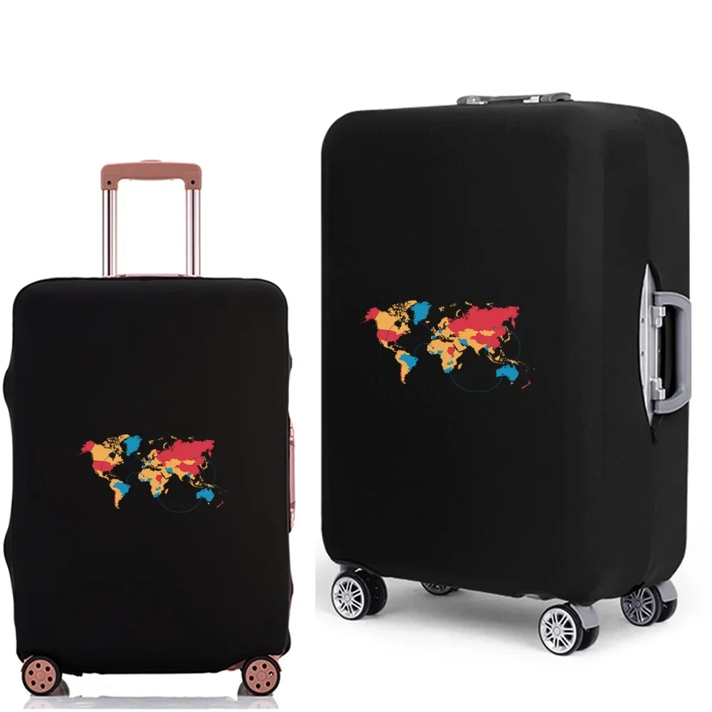 Portable Luggage Protective Cover Travel Pattern Travel Suitcase Cover Elastic Dust Cases for 18 To 28 Inch Travel Trunk Cover