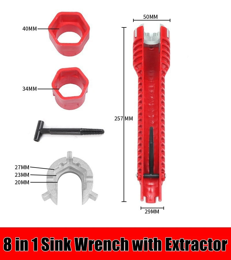 Sink Faucet Wrench Plumbing Repair Tool Handle Double Head Wrench Spanner Tool Installer Ratchet Wrench Set for Bathroom