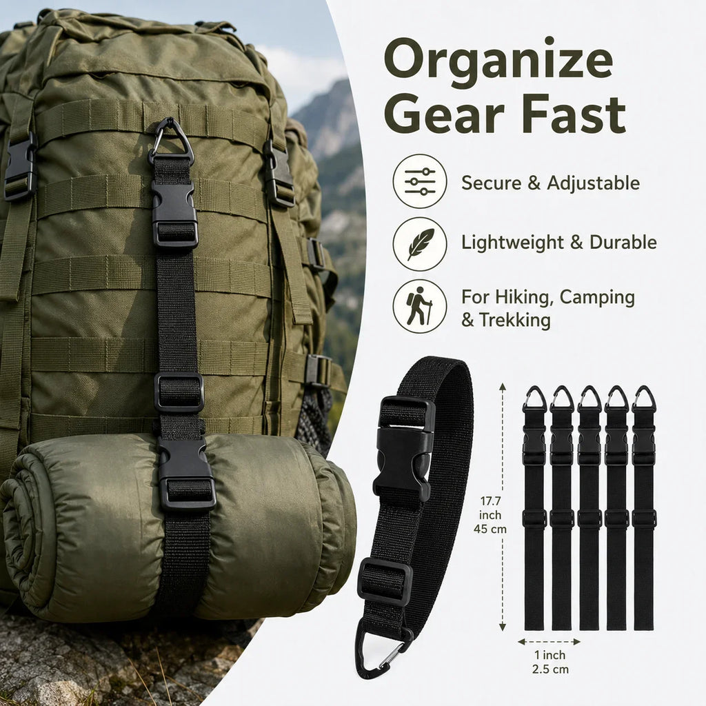 5/10/20Pcs Adjustable Luggage Strap Triangle Buckle Clip Strap Nylon Gear Packing Belt for Tent Camping Hiking Travel Storage