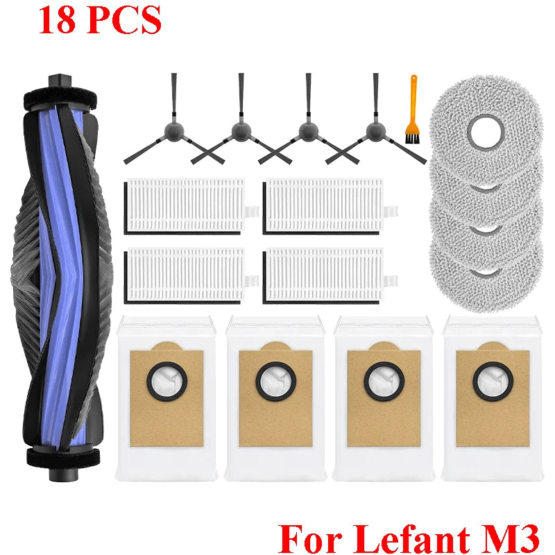 Accessories For ( Lefant M3 / M3 MAX / M3L ) HEPA Filters Robot Vacuum Cleaner Main Side Brush Mop Cloth Pads Dust Bags