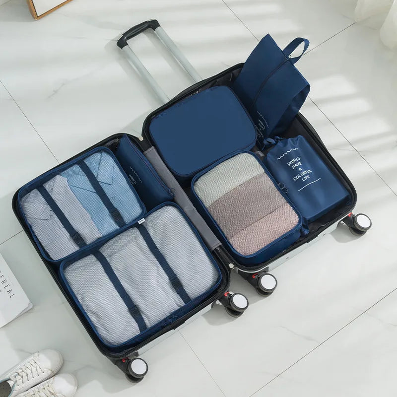 7-Piece Packing Cubes Set - Travel Luggage Organizer Bags for Clothes, Shoes & Blankets, Suitcase Storage Pouches