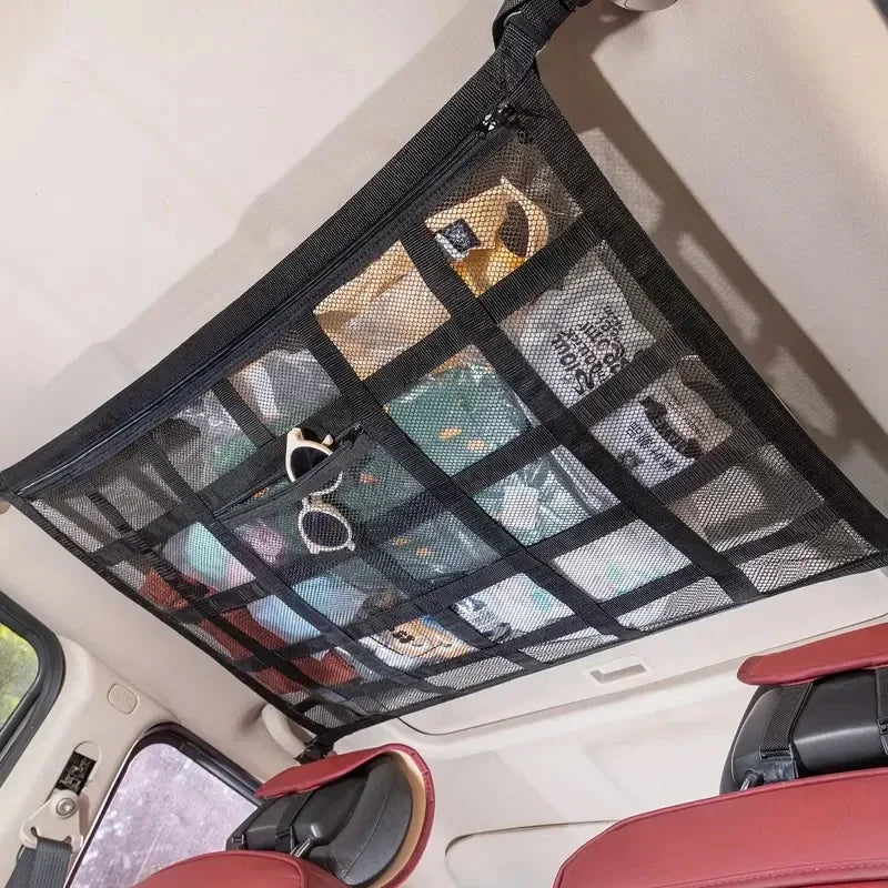 Car Camping Essentials Ceiling Cargo Net Car Ceiling Cargo Net Pocket Cargo Net For SUV Load Bearing Car Truck SUV Road Trip