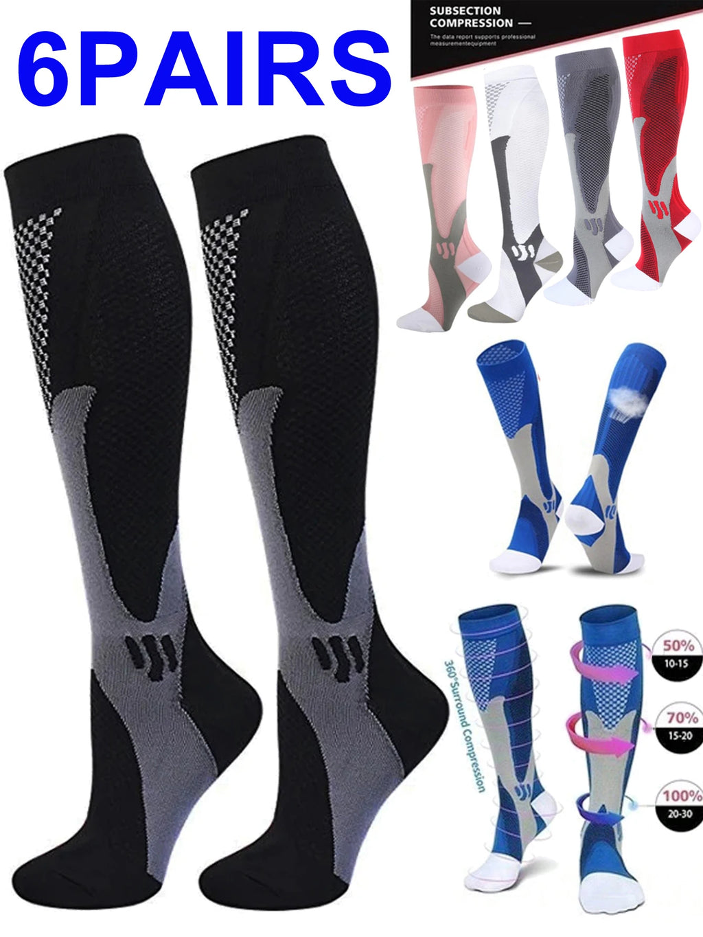 Compression Socks Travelers Socks Football Soccer Thigh Long Tube Unisex Outdoor Sports Nurses Stockings For Men Women