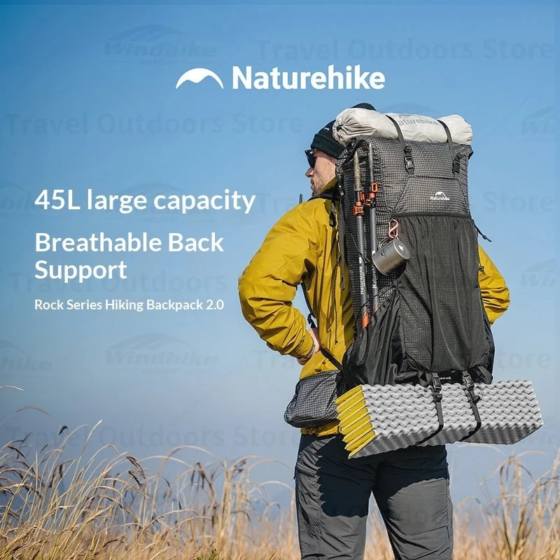 Naturehike Rock 2.0 Backpack Large Capacity Waterproof Travel Bag Camping Trekking Bag Outdoor Hiking Backpack With Rain Cover