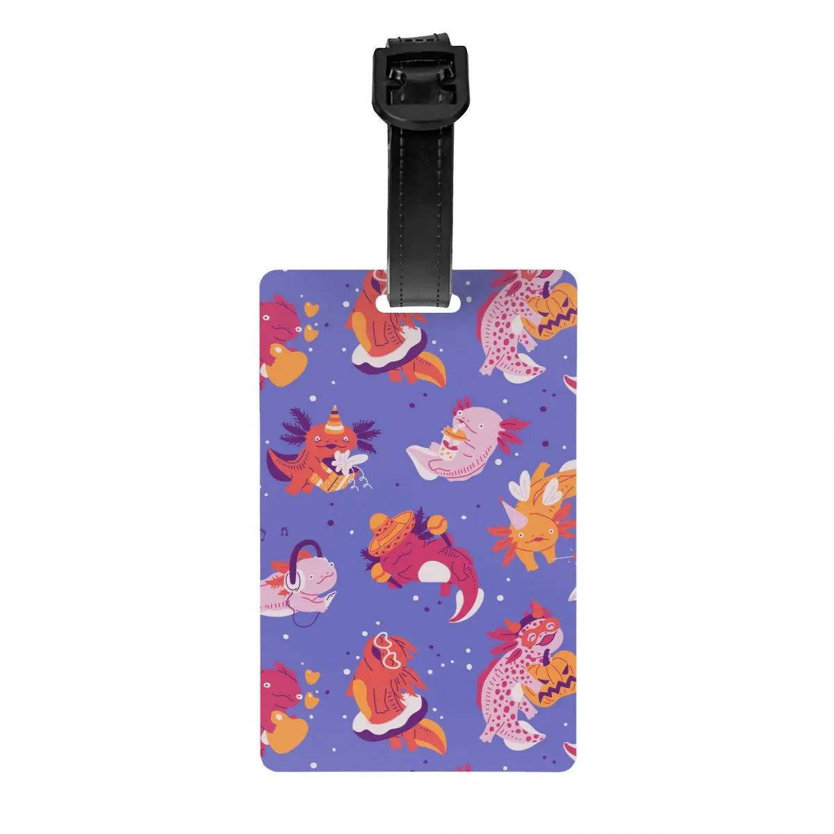 Custom Cute Salamander Animal Axolotls Luggage Tag Privacy Protection Baggage Tags Travel Bag Labels Suitcase