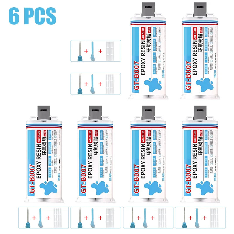 QuickDry Transparent Casting Glue High Strength Epoxy AB Adhesive Waterproof Gel for Metal and Plastic Repair 50ml/pc
