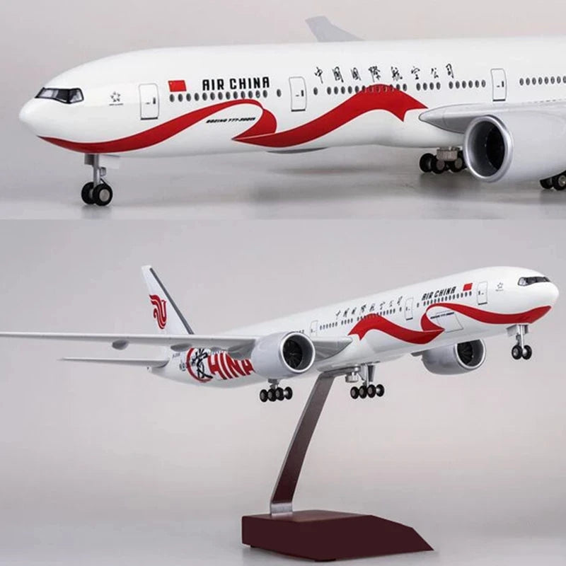 Toy 1:157 Scale B777 Aircraft Air China Airlines Model 47cm With Light And Wheel Diecast Resin Airplane Collection Display Toys