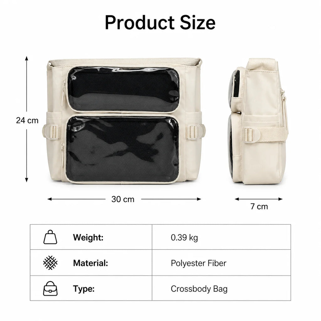 Academic Style Crossbody Bag Lightweight Polyester Shoulder Sling Bag for Daily Use School Travel Black / White / Blue / Green