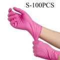 50/100PCS Deep Pink Nitrile Gloves Powder Free Disposable Waterproof Gloves for Cleaning Household Beauty Salon Supplies