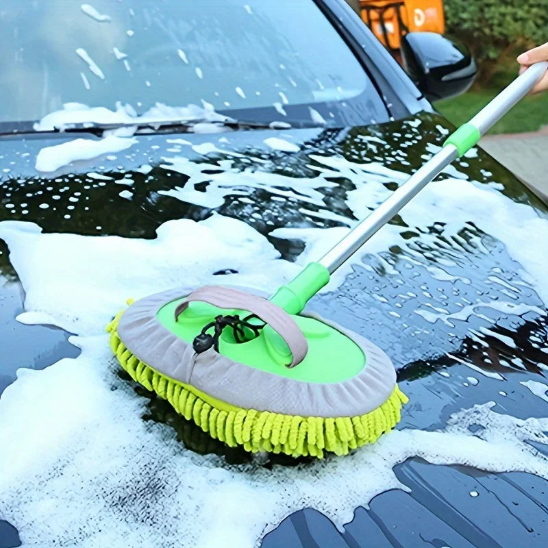 1pc Microfiber Car Wash Brush Mop Kit, Mitt Sponge With Long Handle Car Cleaning Supplies Kit Duster Washing Car