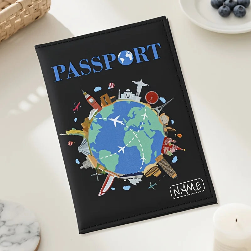 Custom Passport Holder, Premium Synthetic Passport Wallet - Compact And Foldable, Travel Wallet Featuring a World Map Design