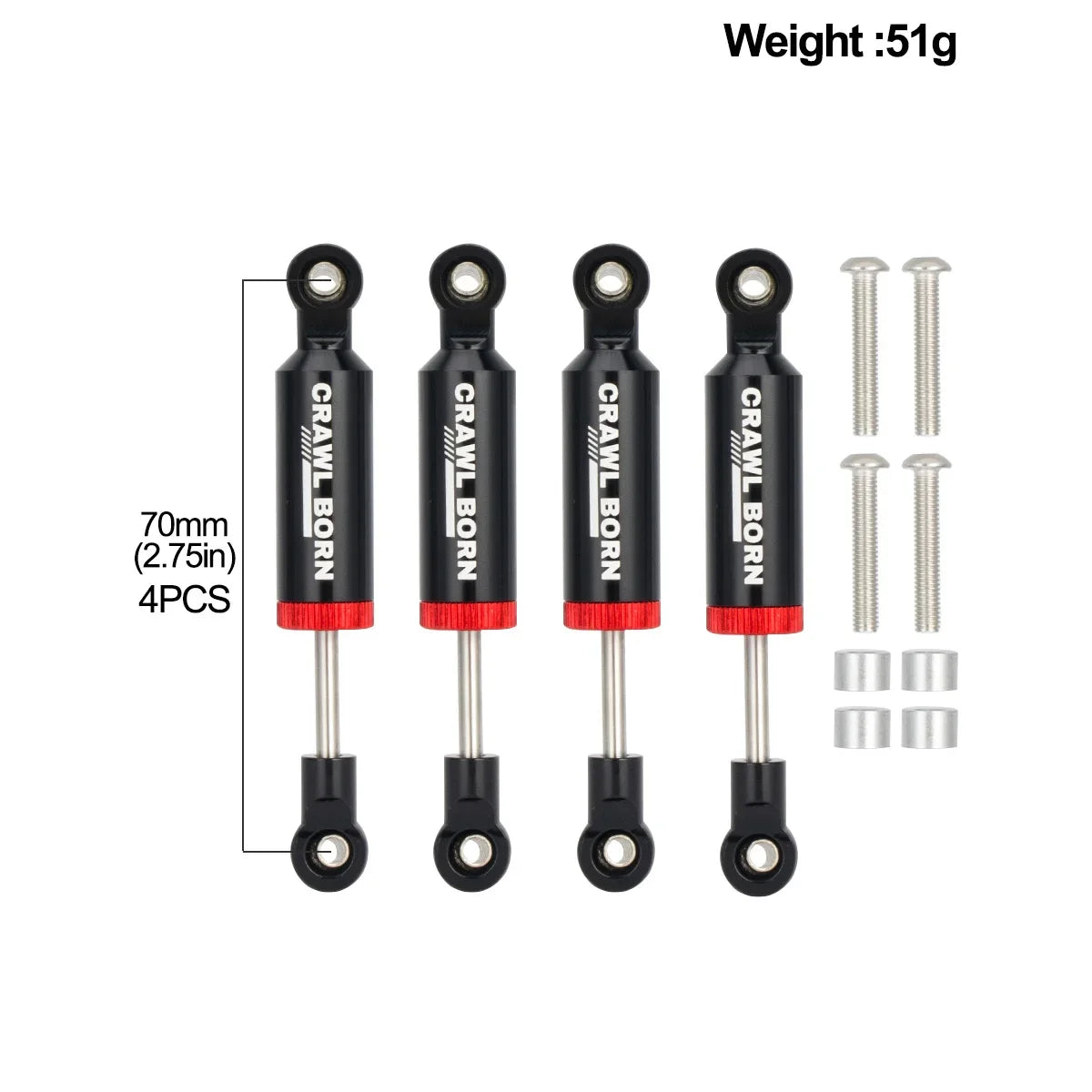 1/10 RC Crawler 4pcs Shock Absorber 70/80/90/100/110mm Metal Spring Suspension for Axial SCX10 TRX4 D90 Capra Redcat 90046