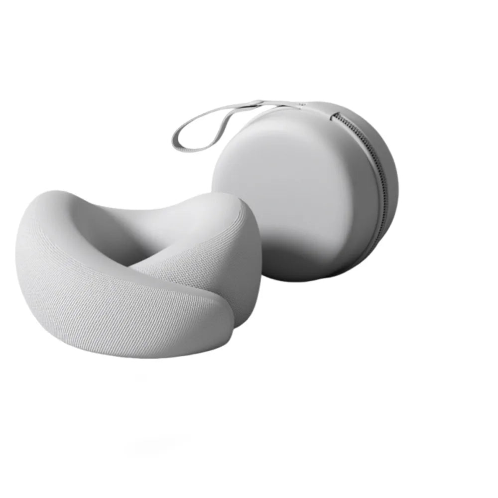 Slow Rebound U-shaped Neck Pillow Durable Foldable Hooded Neckrest Pad with Storage Box Non-Deformed Cervical Support Pillow