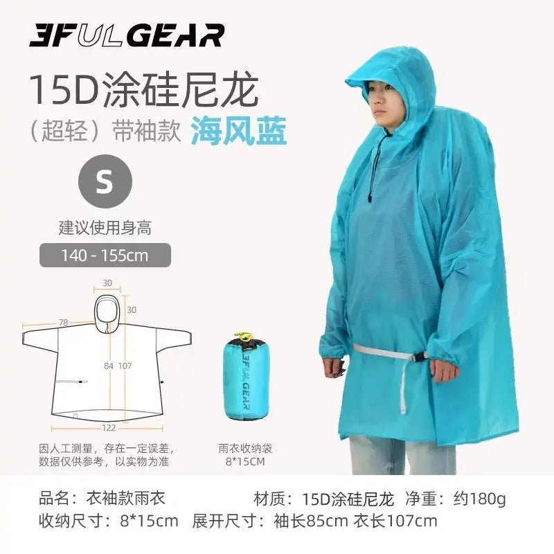 3F UL GEAR Ultralight Women's Men's Rain Coat Jacket Outdoor Camping Hiking Trekking 15D Nylon Waterproof Raincoat Lightweight