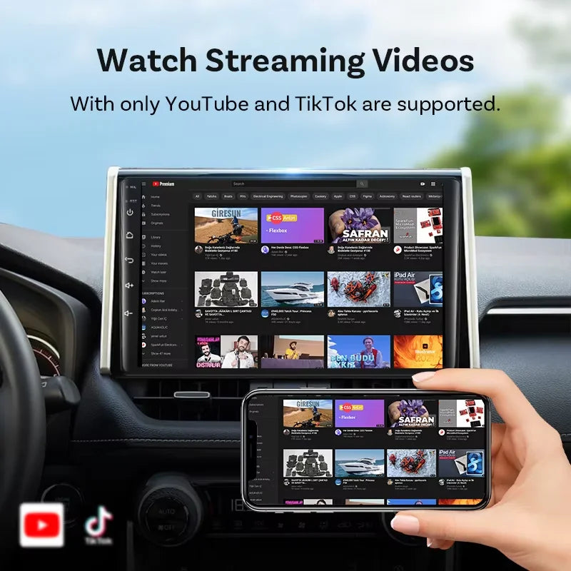 PLAYAIBOX Upgrade 4 In1 Wired to Wireless CarPlay Android Auto AirPlay Mirror Link Stable Bluetooth Adapter For Audi Benz Toyota